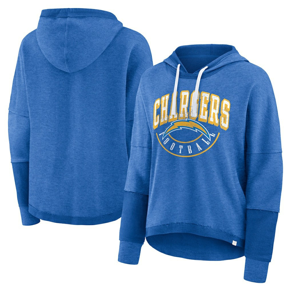 Los Angeles Chargers Fanatics Women's Lightewight Modest Crop Lounge Helmet Arch Pullover Hoodie