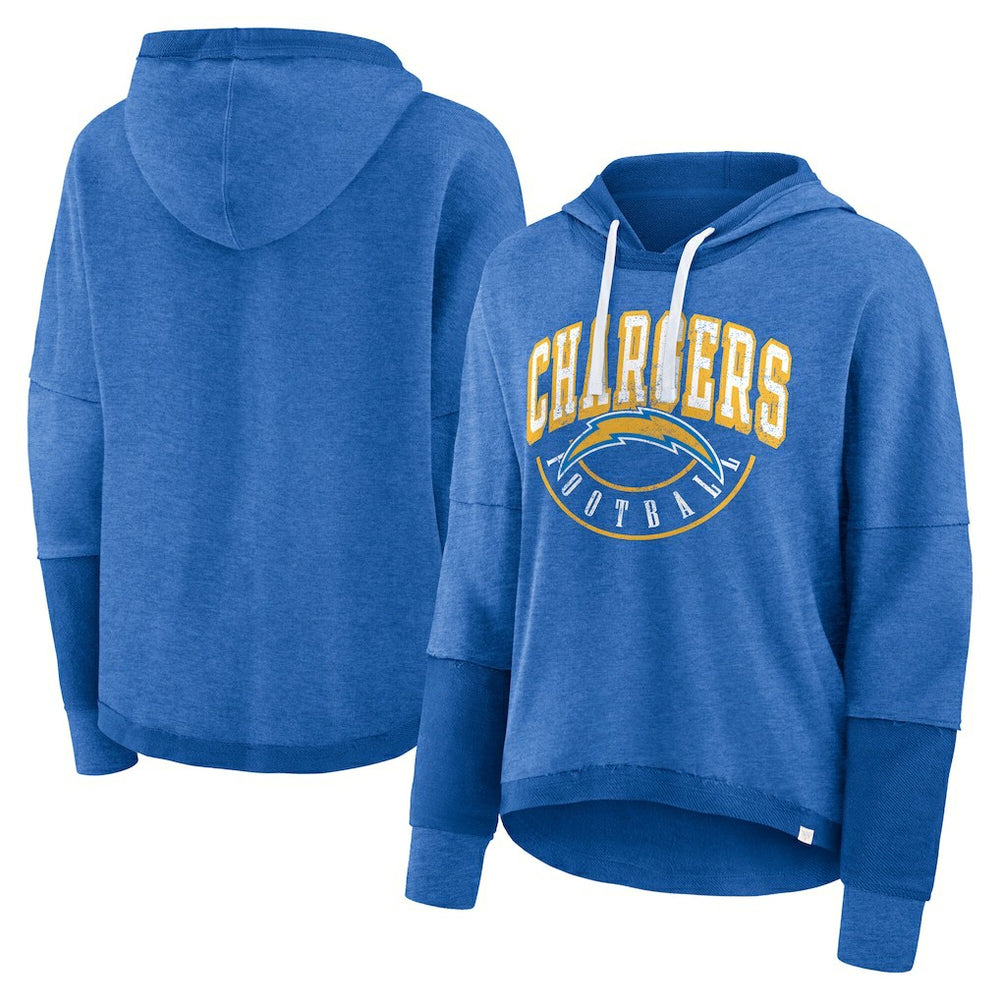 Los Angeles Chargers Fanatics Women's Lightewight Modest Crop Lounge Helmet Arch Pullover Hoodie