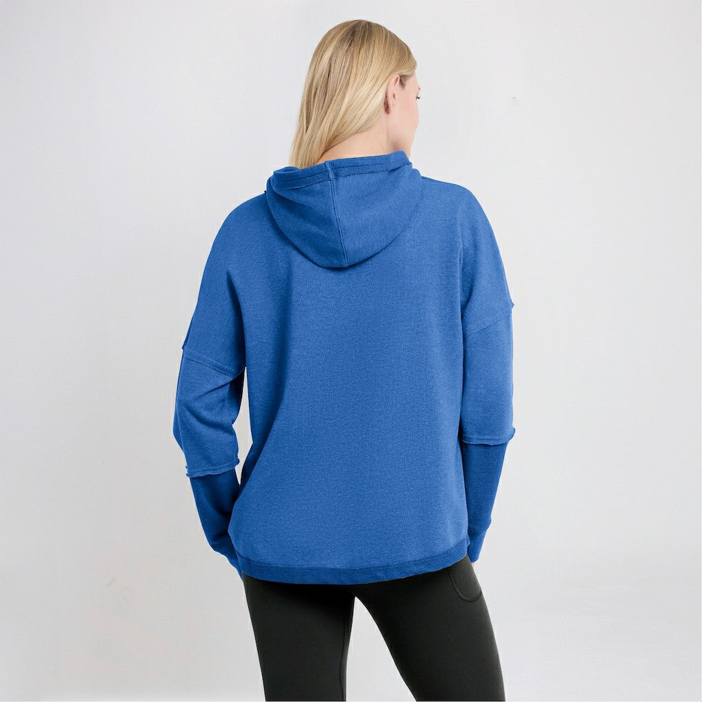 Los Angeles Chargers Fanatics Women's Lightewight Modest Crop Lounge Helmet Arch Pullover Hoodie