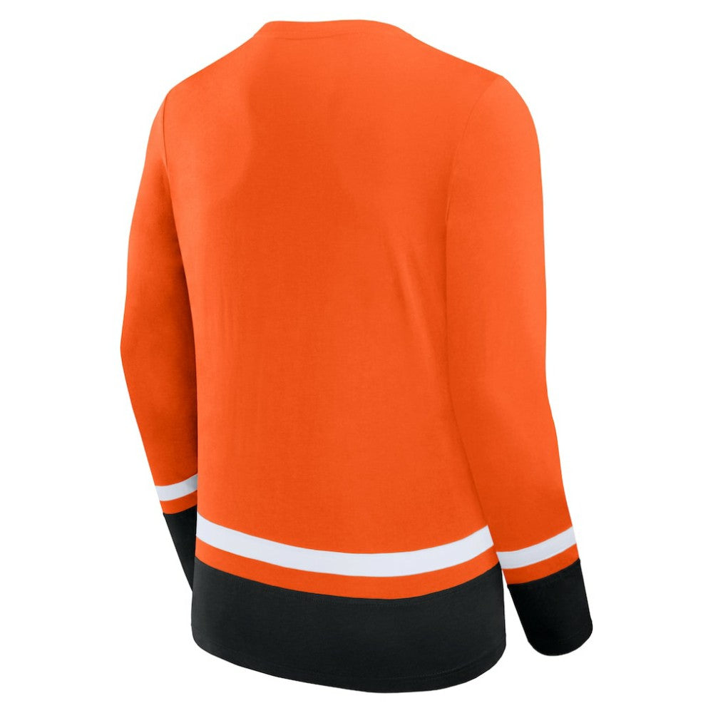 Philadelphia Flyers Fanatics Back Pass Lace-Up Long Sleeve T-Shirt On Sale