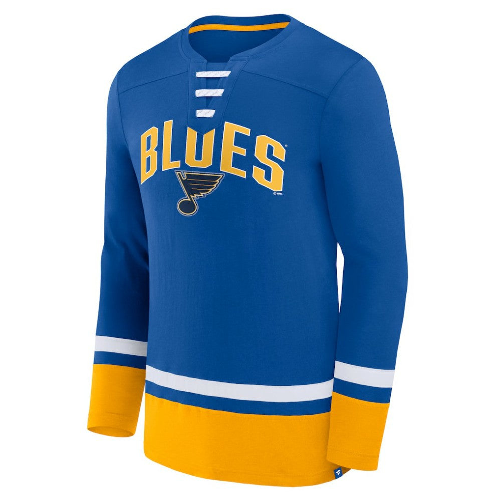 St. Louis Blues Fanatics Back Pass Lace-Up Long Sleeve T-Shirt For Sale