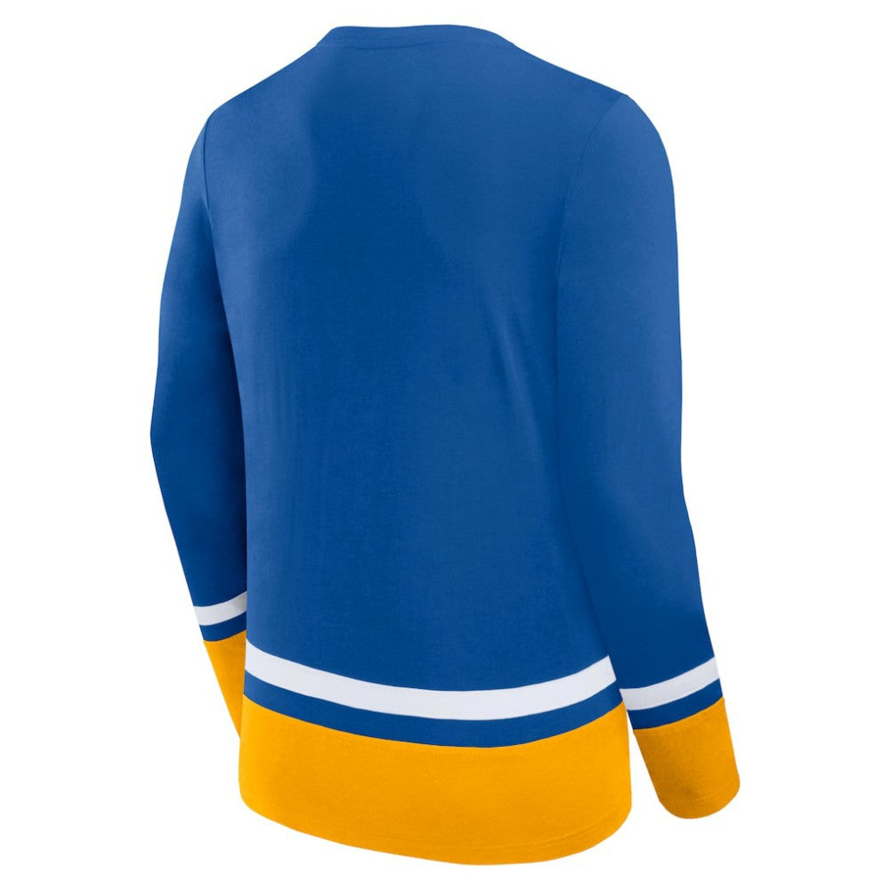 St. Louis Blues Fanatics Back Pass Lace-Up Long Sleeve T-Shirt For Sale