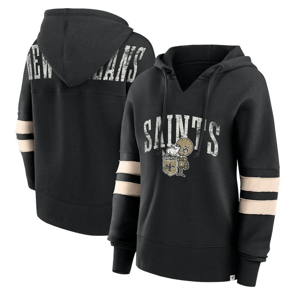 New Orleans Saints Fanatics Women's Bold Move Dolman V-Neck Hip HIp Hoodie