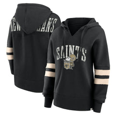 New Orleans Saints Fanatics Women's Bold Move Dolman V-Neck Hip HIp Hoodie