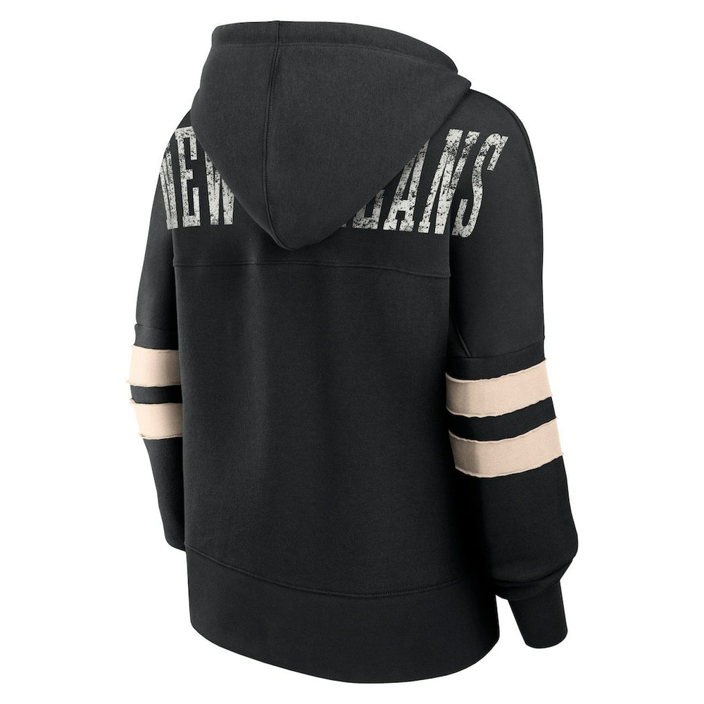 New Orleans Saints Fanatics Women's Bold Move Dolman V-Neck Hip HIp Hoodie