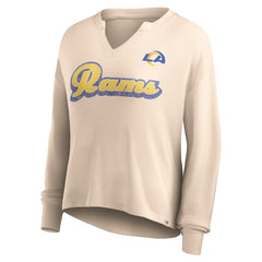 Los Angeles Rams Fanatics Women's Go For It Notch Neck Waffle Knit Lightweight Long Sleeve T-Shirt