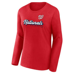 Washington Nationals Fanatics Women's Run The Bases Long Sleeve T-Shirt & Cuffed Knit Hat with Pom Combo Set | MLB On Sale