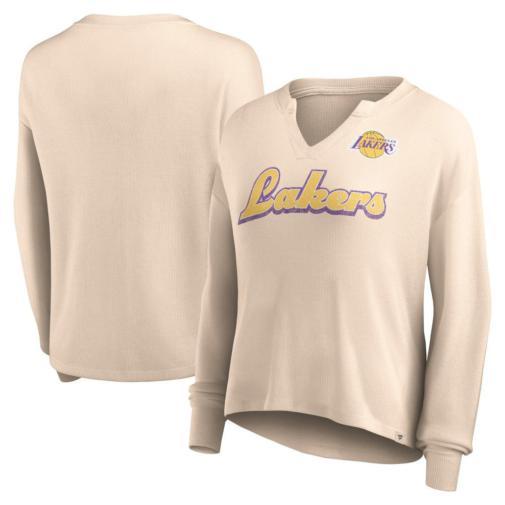 Los Angeles Lakers Women's Go For It Long Sleeve Notch Neck T-Shirt New
