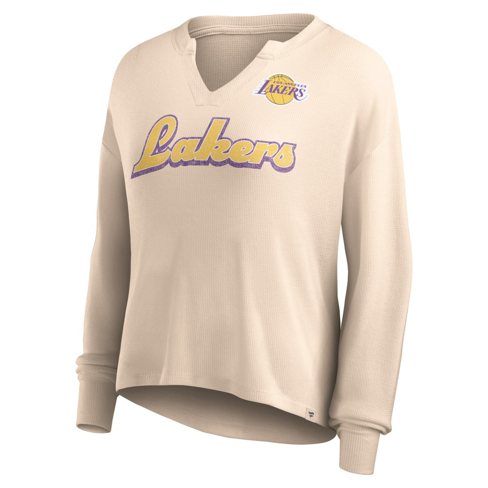 Los Angeles Lakers Women's Go For It Long Sleeve Notch Neck T-Shirt New
