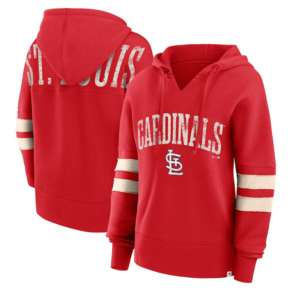 St. Louis Cardinals Fanatics Women's Bold Move Notch Neck High Hip Hoodie | MLB On Sale