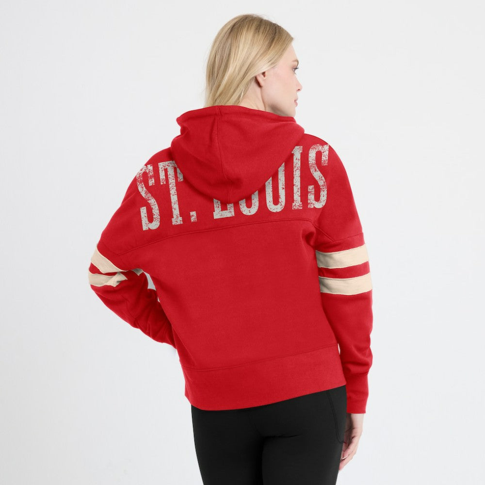St. Louis Cardinals Fanatics Women's Bold Move Notch Neck High Hip Hoodie | MLB On Sale