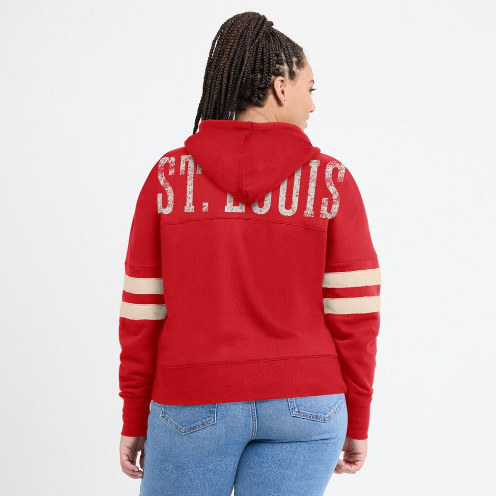 St. Louis Cardinals Fanatics Women's Bold Move Notch Neck High Hip Hoodie | MLB On Sale
