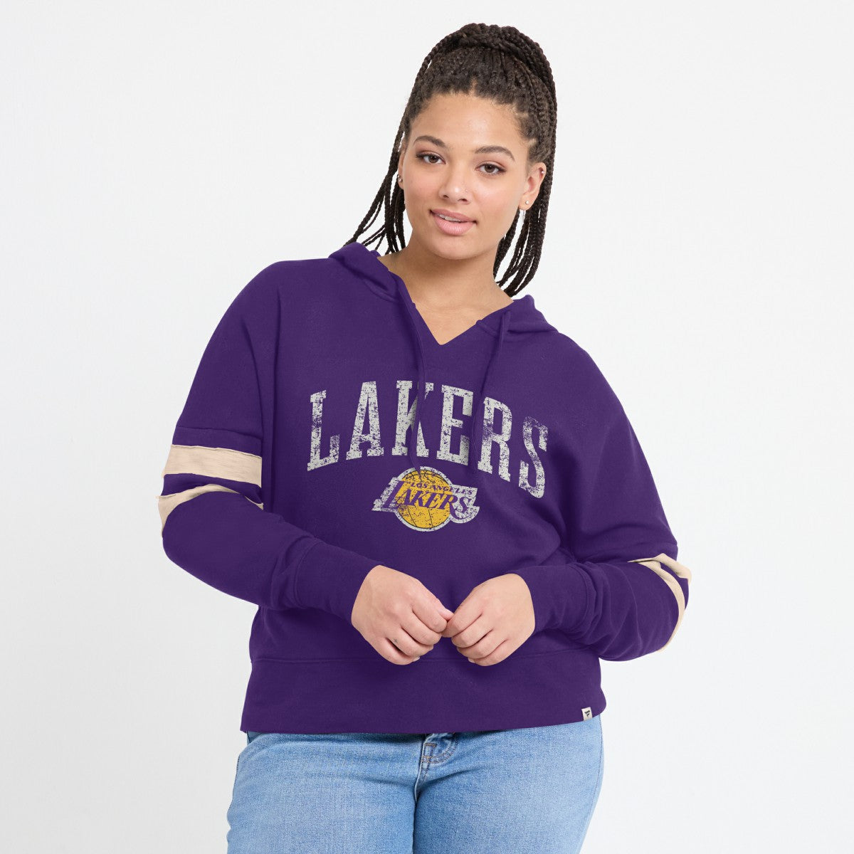 Los Angeles Lakers Women's Bold Move Dolman V-Neck High Hip Hoodie On Sale