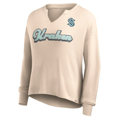 Seattle Kraken Fanatics Women's Go For It Notch Neck Waffle Knit Long Sleeve T-Shirt For Sale