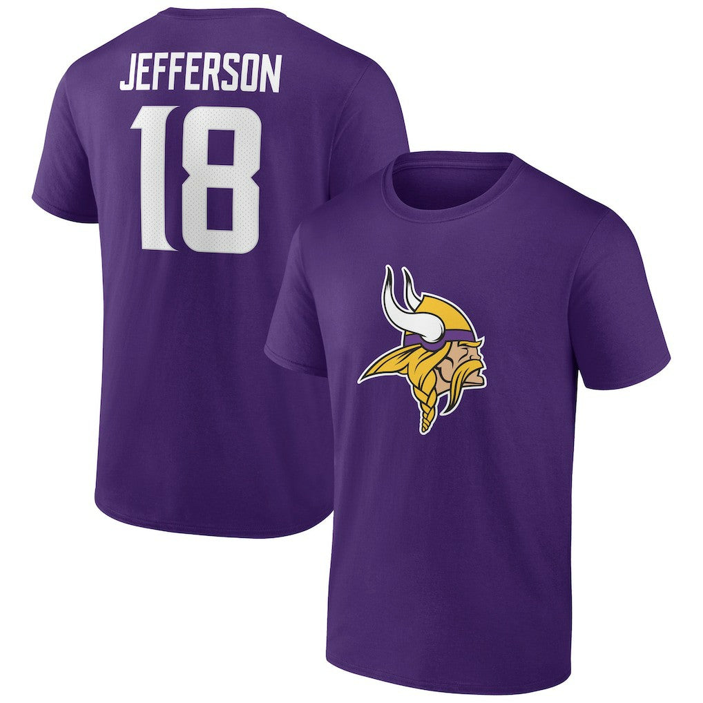 Minnesota Vikings  Justin Jefferson  Icon Player Name & Number T-Shirt