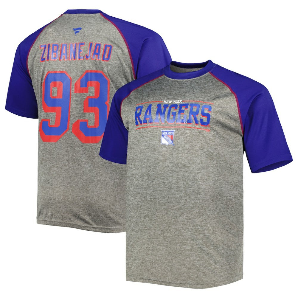 Mika Zibanejad New York Rangers Fanatics Big & Tall Contrast Raglan Name & Number T-Shirt For Sale