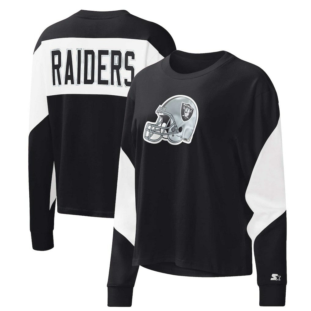 Las Vegas Raiders  Starter Women's Insight Crop Tri-Blend Long Sleeve T-Shirt