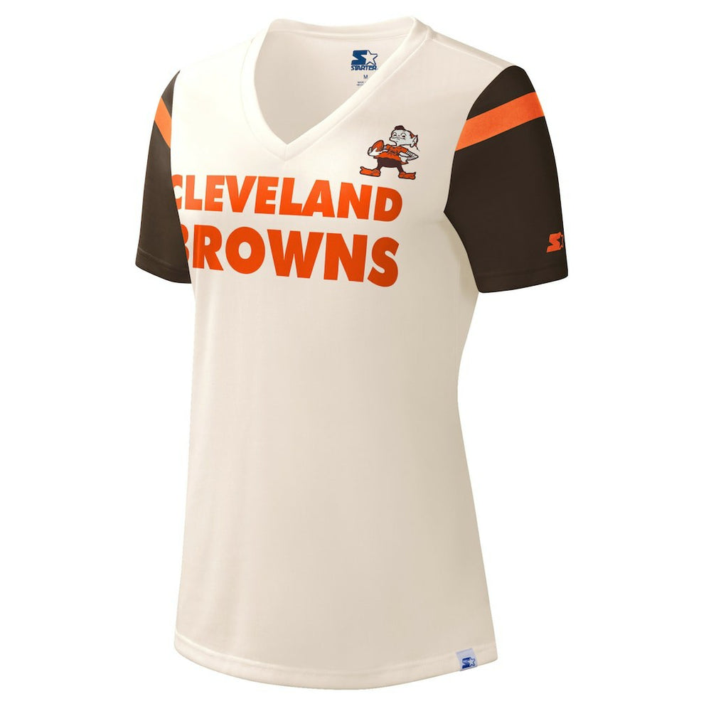 Cleveland Browns  Starter Women's Kick Start V-Neck T-Shirt