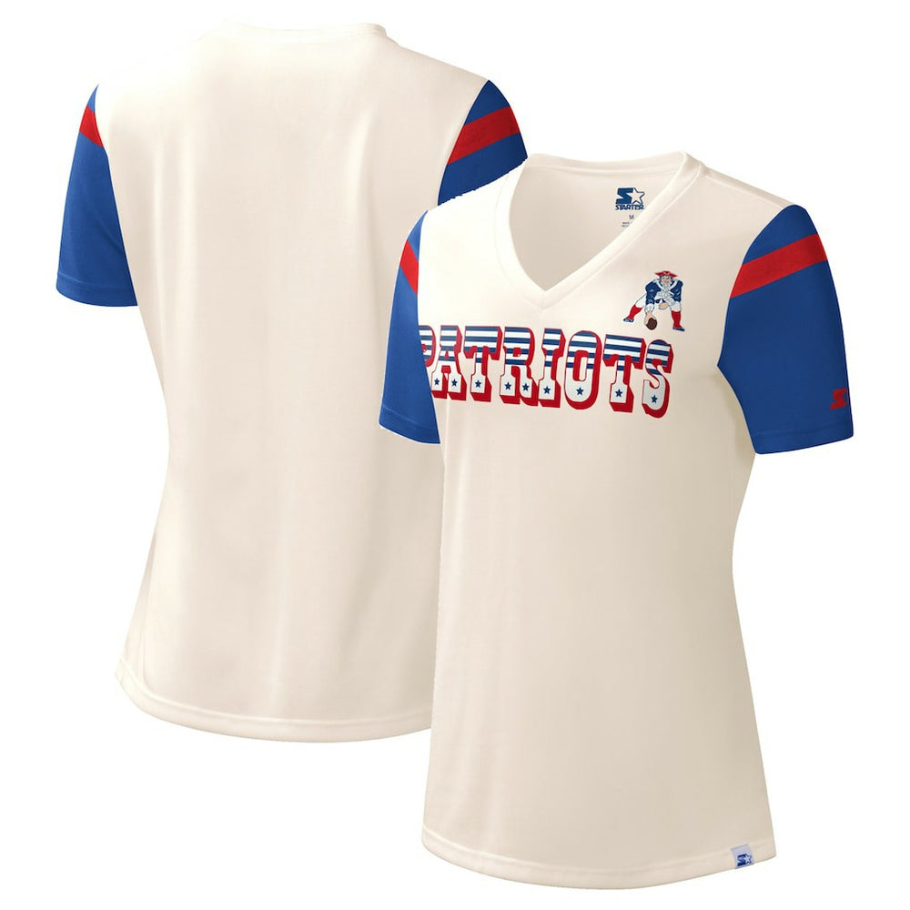 New England Patriots  Starter Women's Kick Start V-Neck T-Shirt