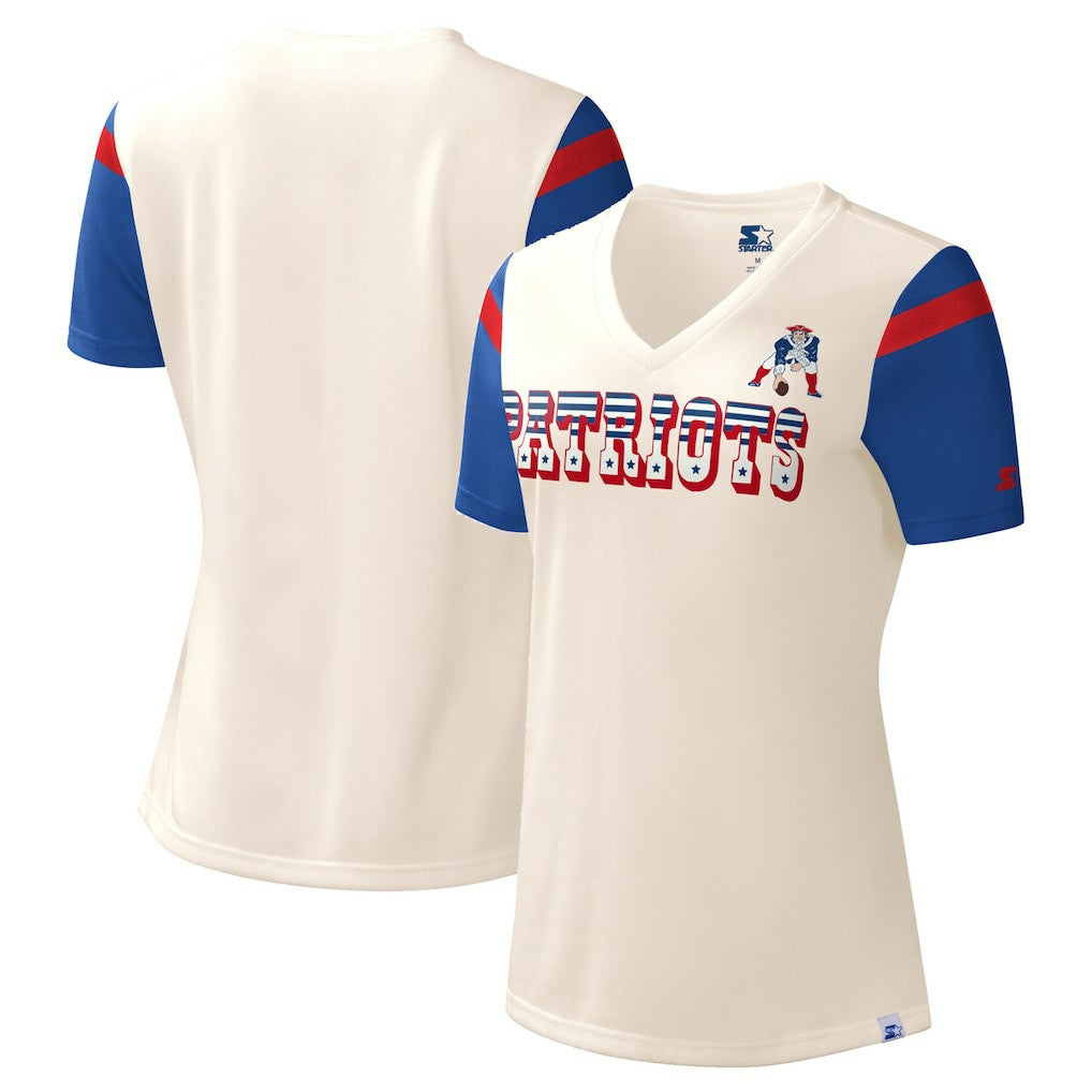 New England Patriots  Starter Women's Kick Start V-Neck T-Shirt