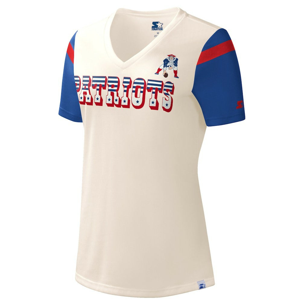 New England Patriots  Starter Women's Kick Start V-Neck T-Shirt
