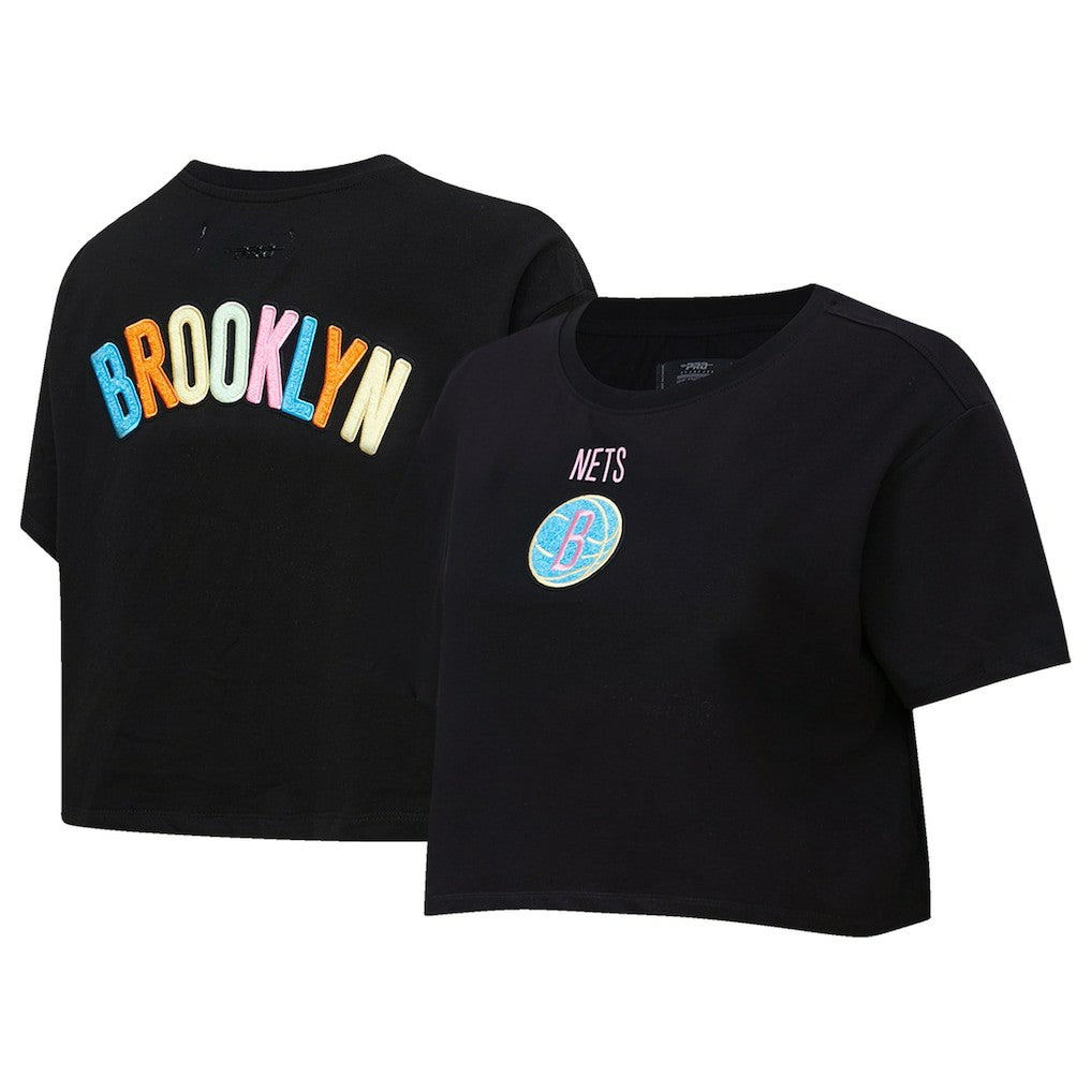 Brooklyn Nets Pro Standard Women's Washed Neon Cropped Boxy T-Shirt Outlet
