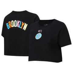 Brooklyn Nets Pro Standard Women's Washed Neon Cropped Boxy T-Shirt Outlet