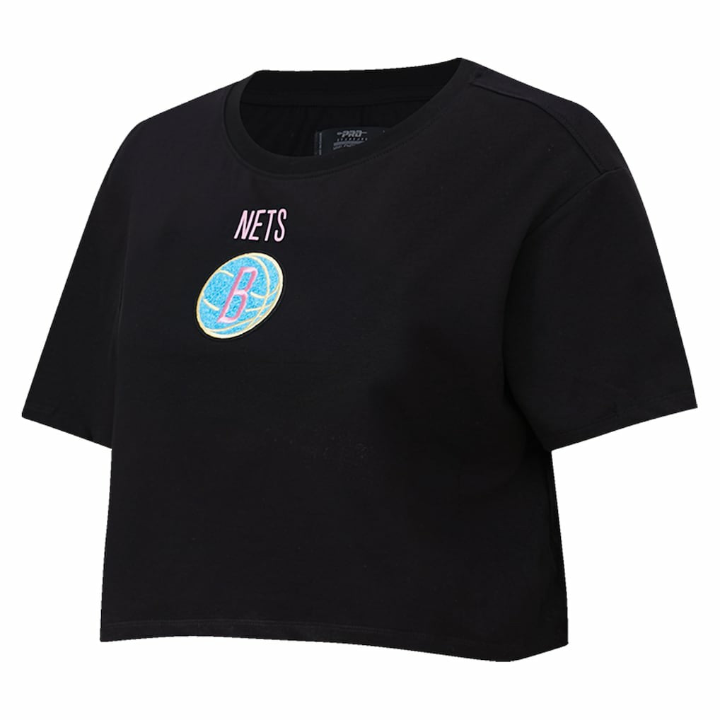 Brooklyn Nets Pro Standard Women's Washed Neon Cropped Boxy T-Shirt Outlet