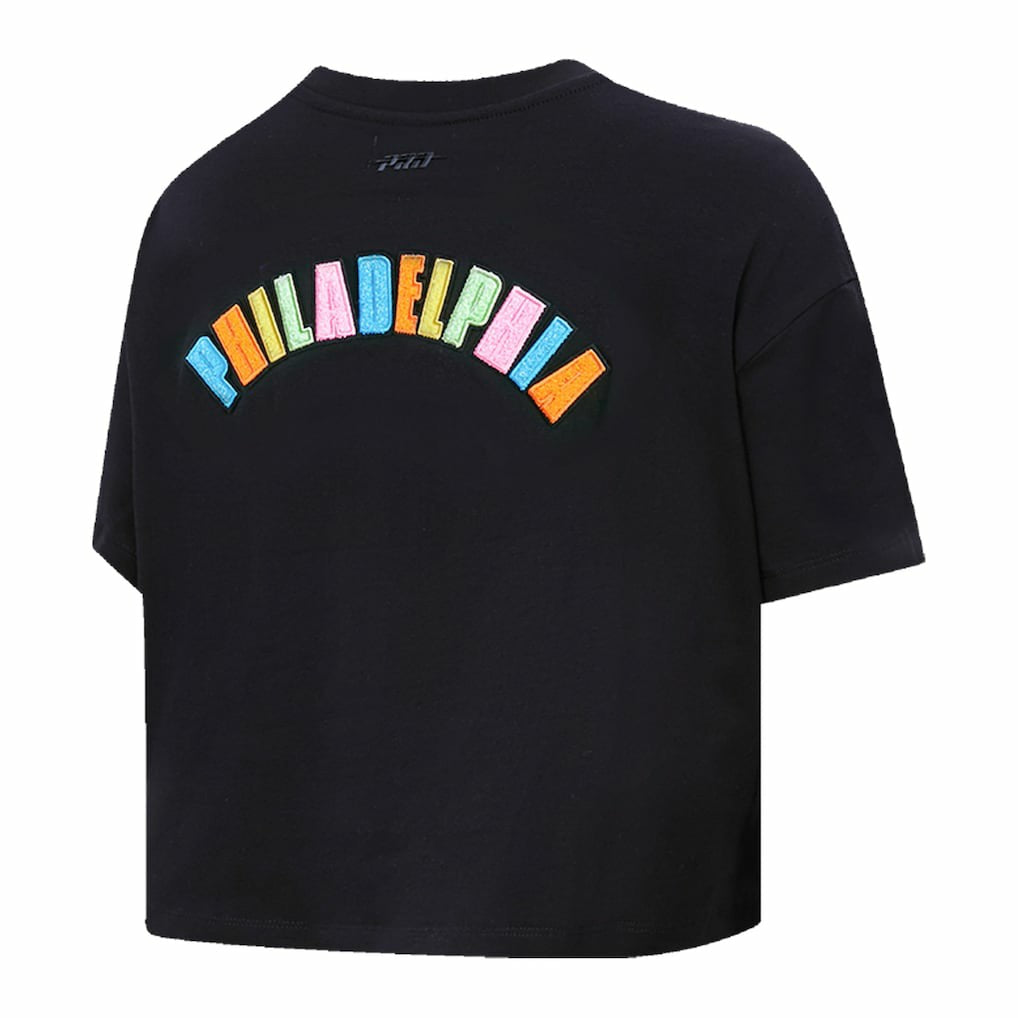 Philadelphia 76ers Pro Standard Women's Washed Neon Cropped Boxy T-Shirt Outlet