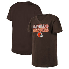 Cleveland Browns New Era Girls Youth Reverse Sequin V-Neck T-Shirt