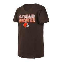 Cleveland Browns New Era Girls Youth Reverse Sequin V-Neck T-Shirt