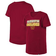 Washington Commanders New Era Girls Youth Reverse Sequin V-Neck T-Shirt