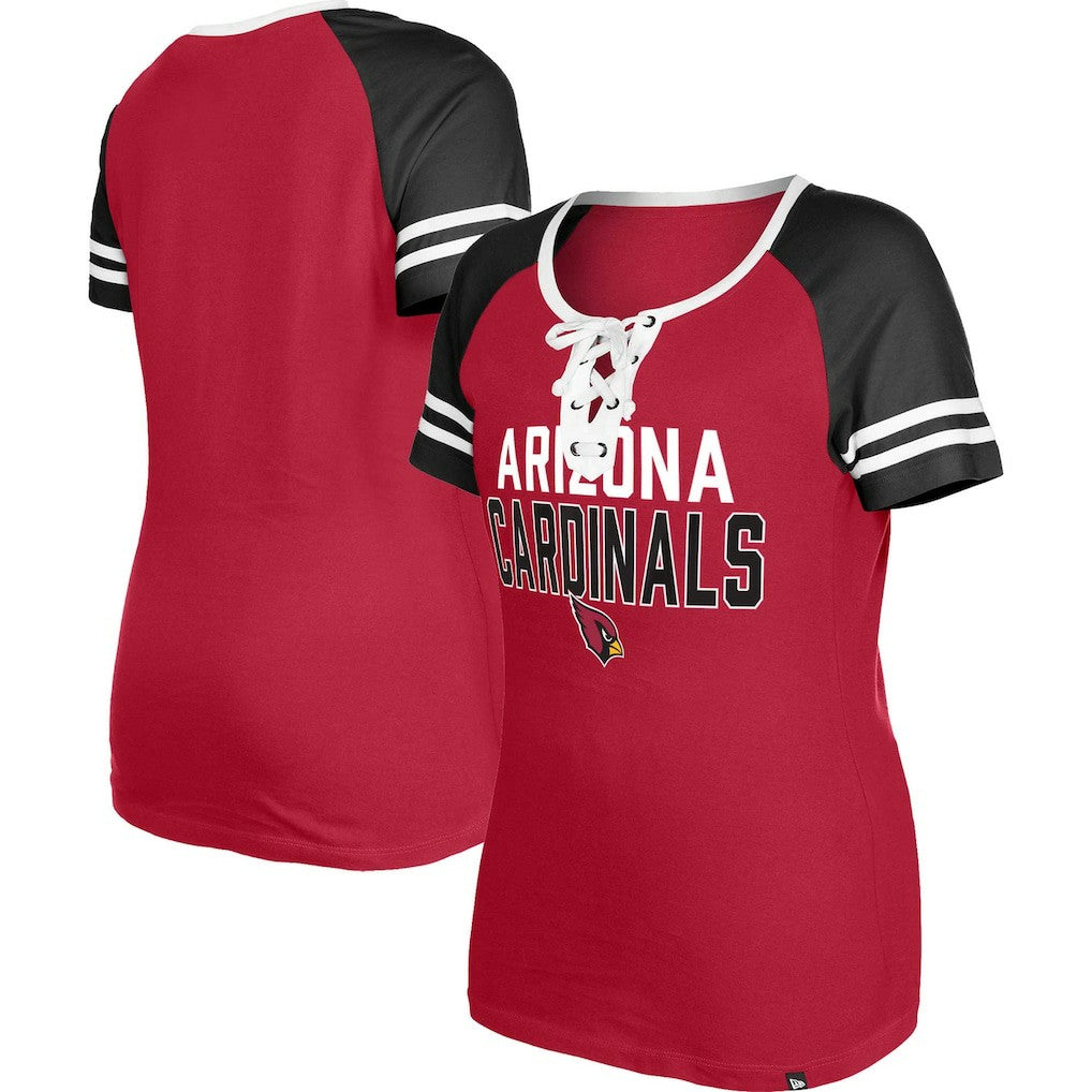 Arizona Cardinals New Era Women's Raglan Lace-Up T-Shirt