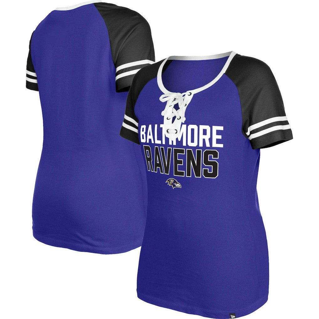 Baltimore Ravens New Era Women's Raglan Lace-Up T-Shirt