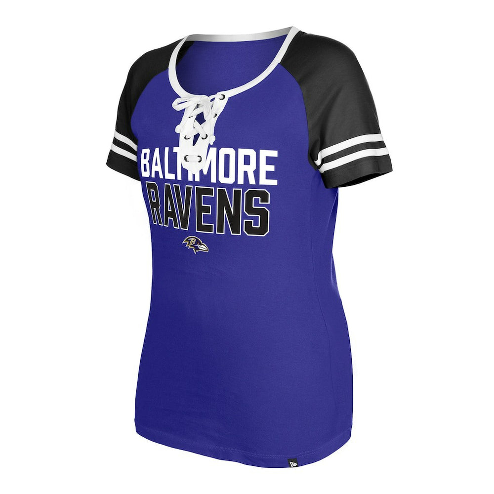 Baltimore Ravens New Era Women's Raglan Lace-Up T-Shirt