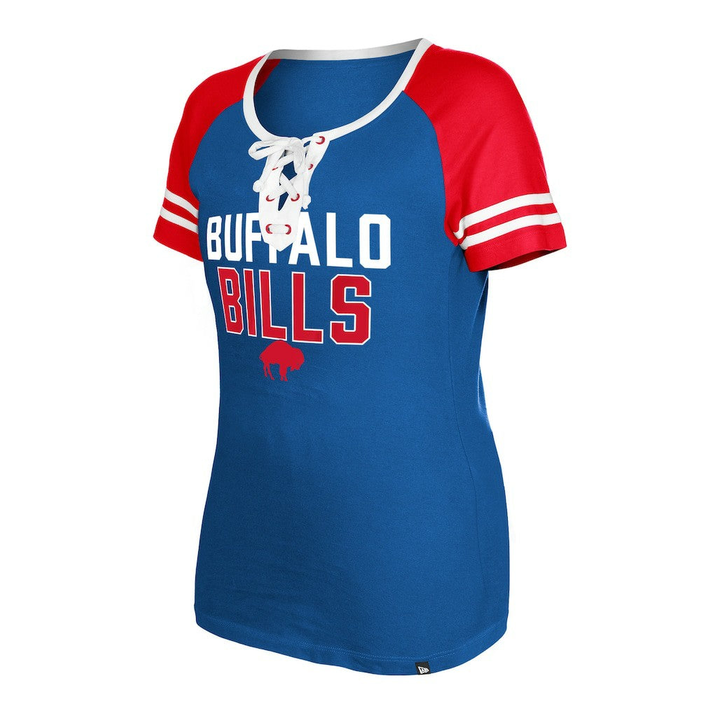 Buffalo Bills New Era Women's Throwback Raglan Lace-Up T-Shirt
