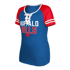 Buffalo Bills New Era Women's Throwback Raglan Lace-Up T-Shirt