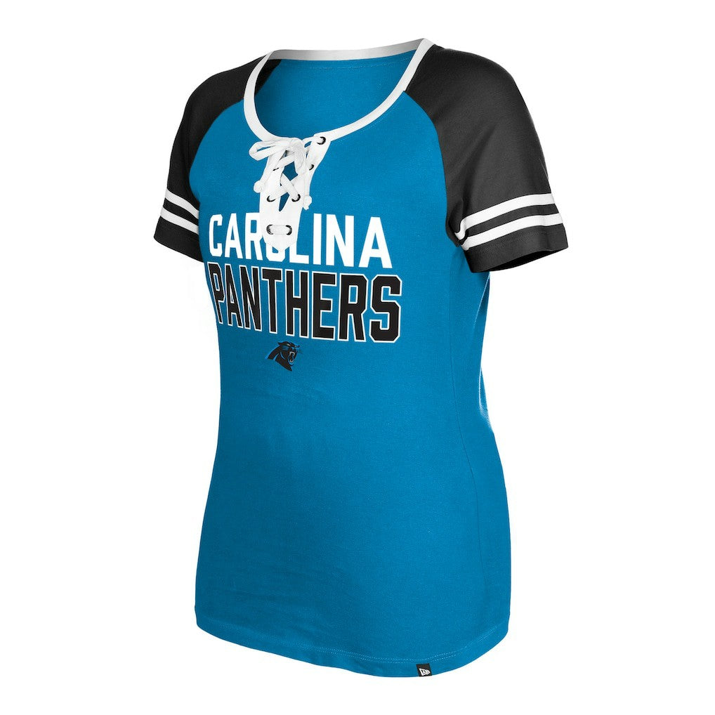 Carolina Panthers New Era Women's Raglan Lace-Up T-Shirt