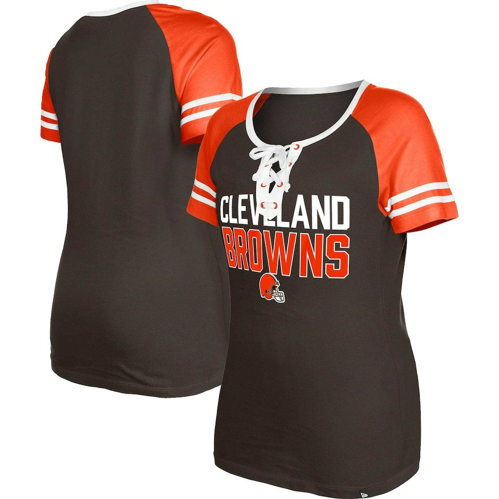 Cleveland Browns New Era Women's Raglan Lace-Up T-Shirt
