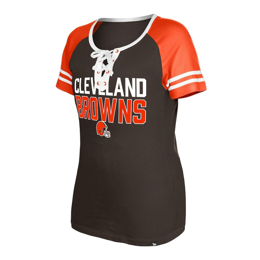 Cleveland Browns New Era Women's Raglan Lace-Up T-Shirt