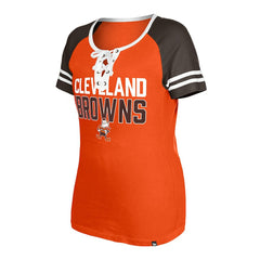 Cleveland Browns New Era Women's Throwback Raglan Lace-Up T-Shirt