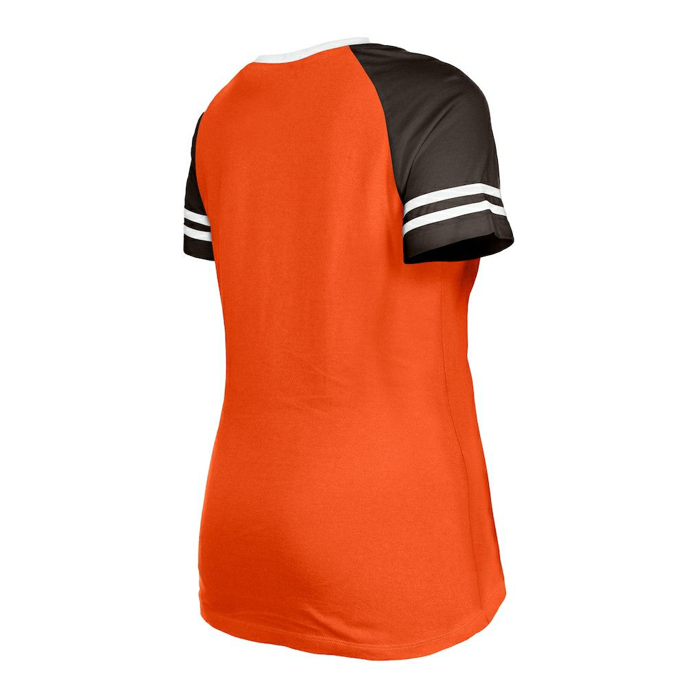 Cleveland Browns New Era Women's Throwback Raglan Lace-Up T-Shirt
