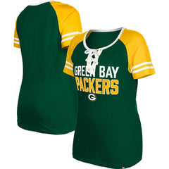 Green Bay Packers New Era Women's Raglan Lace-Up T-Shirt