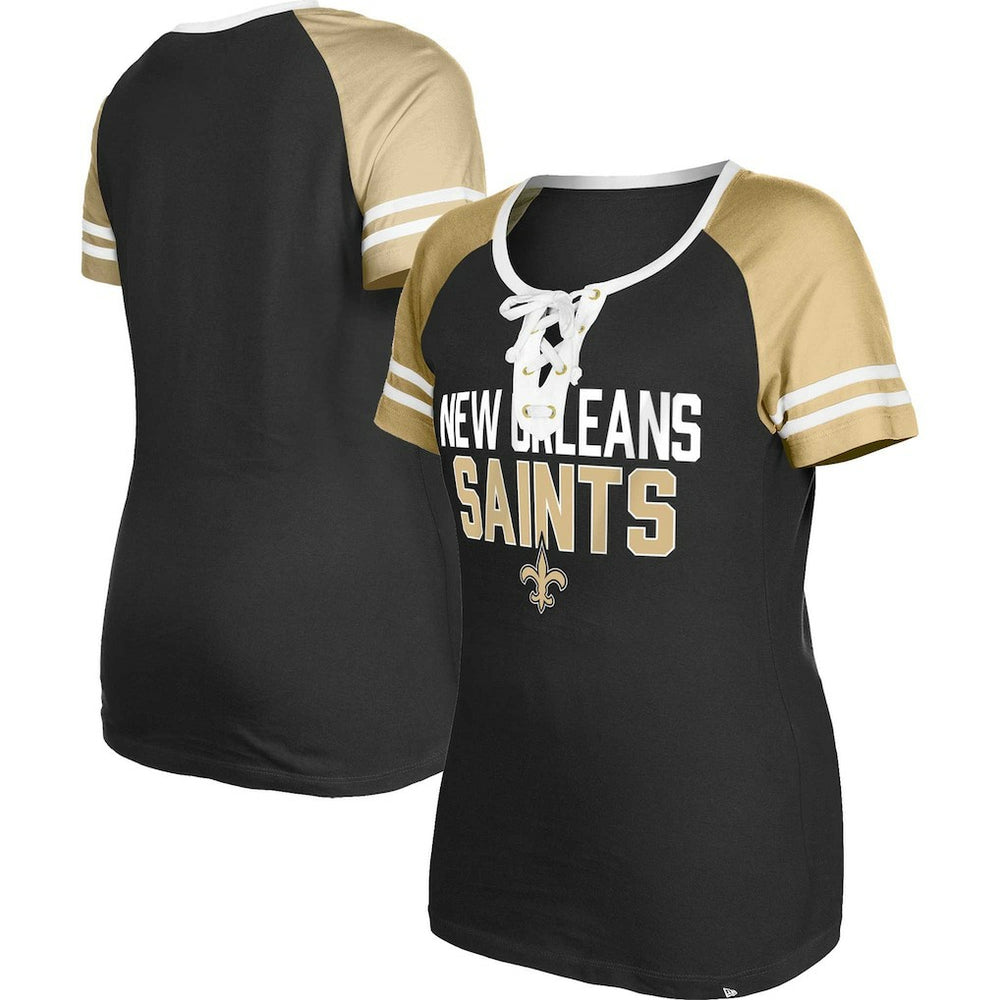 New Orleans Saints New Era Women's Raglan Lace-Up T-Shirt