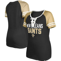New Orleans Saints New Era Women's Raglan Lace-Up T-Shirt