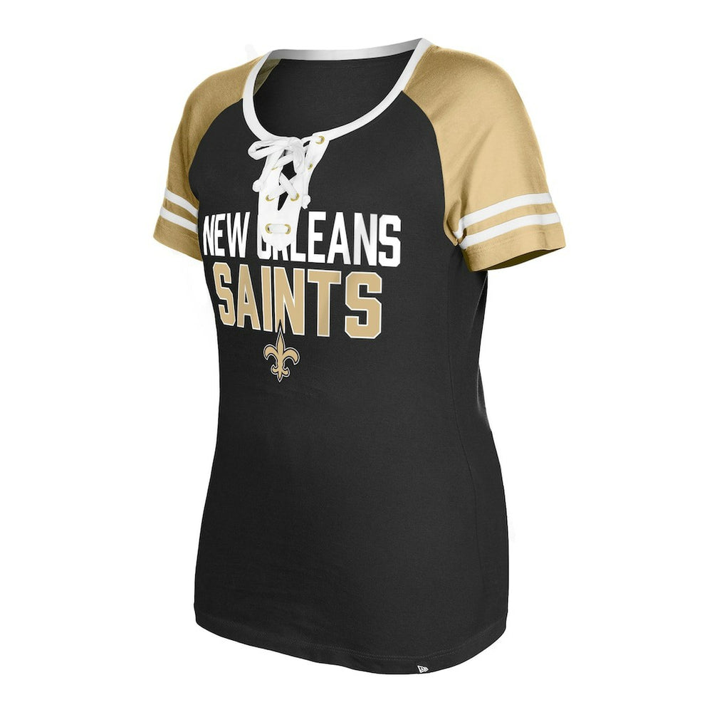 New Orleans Saints New Era Women's Raglan Lace-Up T-Shirt