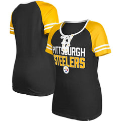 Pittsburgh Steelers New Era Women's Raglan Lace-Up T-Shirt