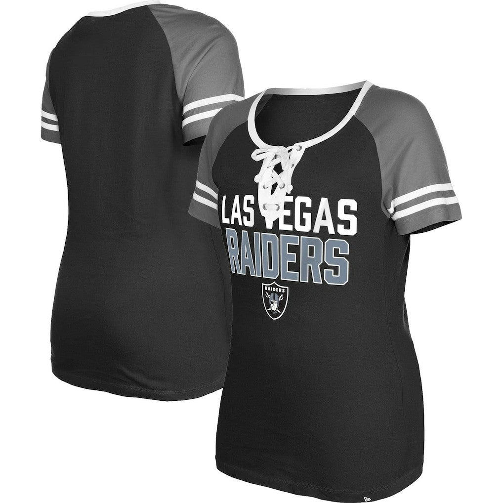Las Vegas Raiders New Era Women's Raglan Lace-Up T-Shirt