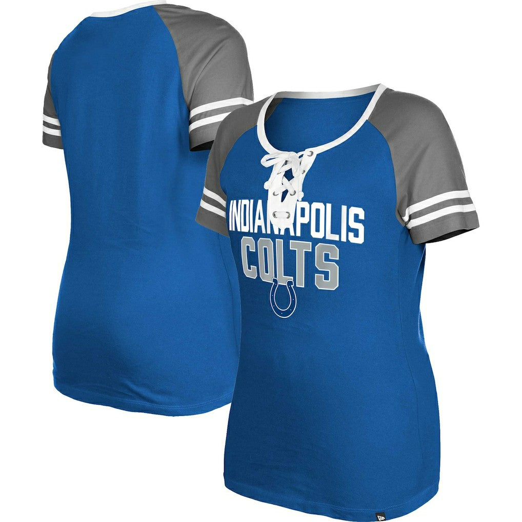 Indianapolis Colts New Era Women's Raglan Lace-Up T-Shirt