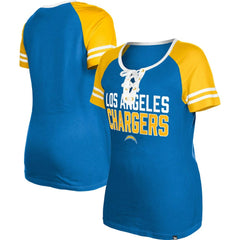 Los Angeles Chargers New Era Women's Raglan Lace-Up T-Shirt